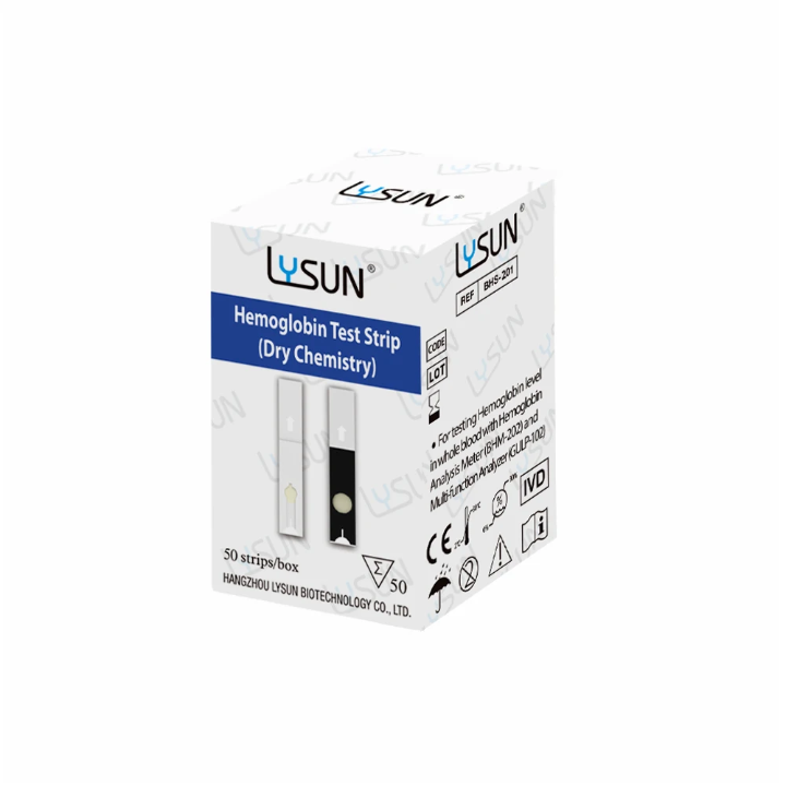 Lysun haemoglobin strips.